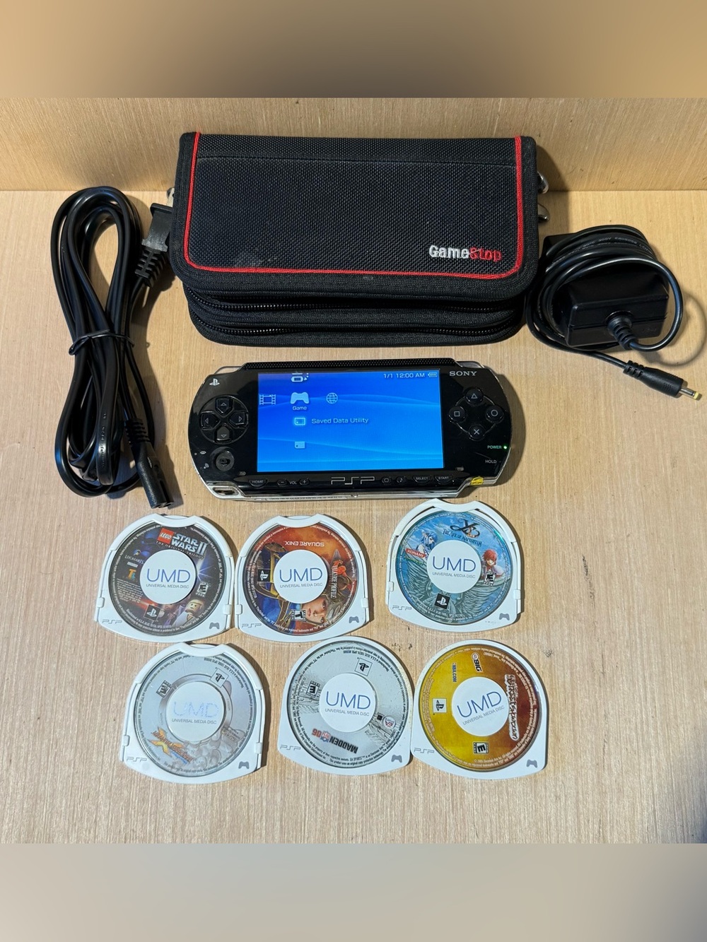 Sony PSP-1001 Black Handheld Console w/6Games-Charge Tested Works Read Info Blw!